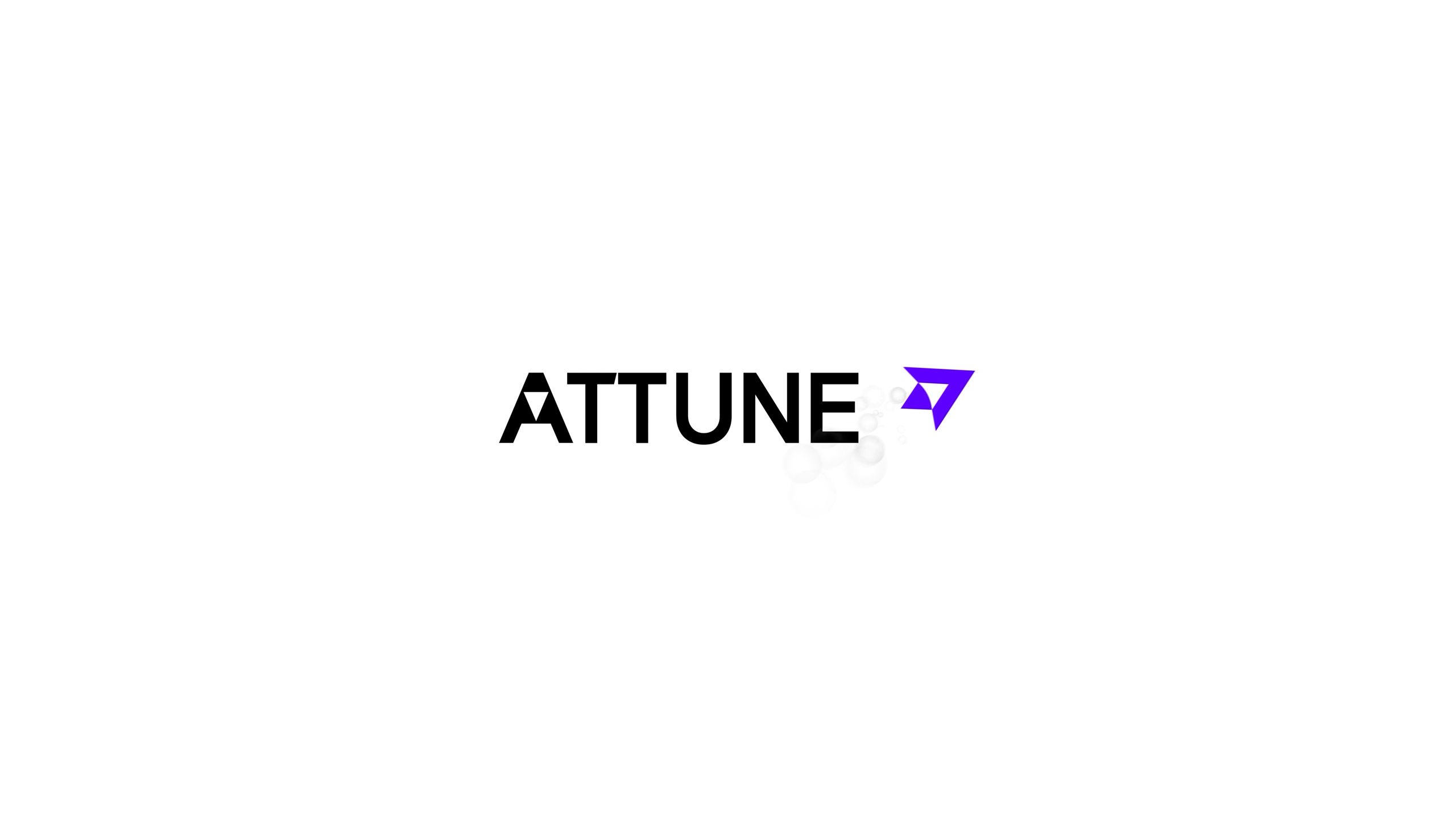 Attune brand animation logo treatment — minimalist purple and white